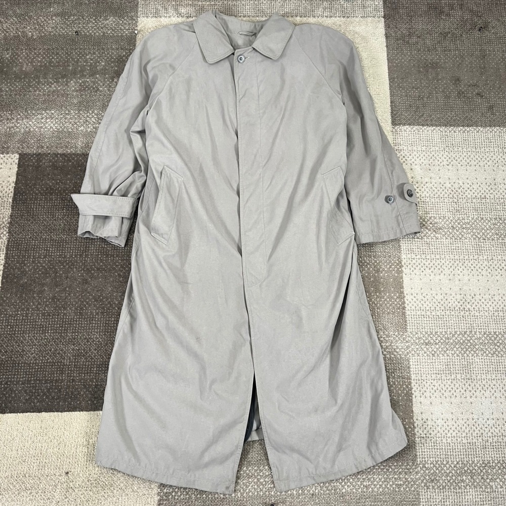 Brooks Brothers Mens Large 44 Classicβ Trench Coat Biege Tan Made in USA Liner